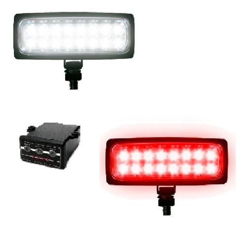 Estrobo Em Led Vermelho E Branco 12v E 6 Efeitos Carro Som Mala Moto Emergência Bombeiro Polícia Ronda Escolta Patrulha 