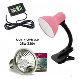 Luminaria Rosa Lampada Uva Uvb 3.0 220v 25w Termometro Digit