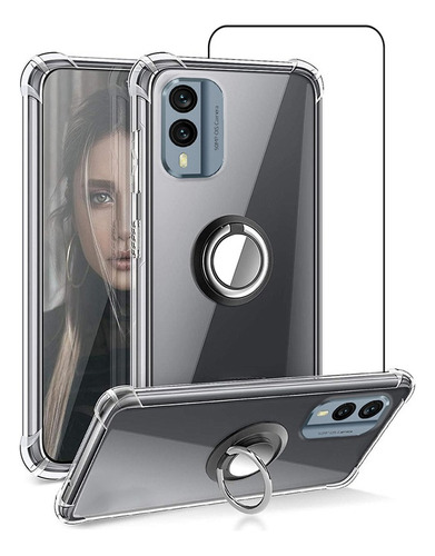 Funda For Nokia X30 5g Transparente Con Anillo Y Mica