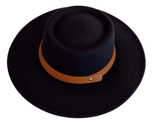 Sombrero Canotier Fieltro De Paño Ala Ancha Atemporal Unisex