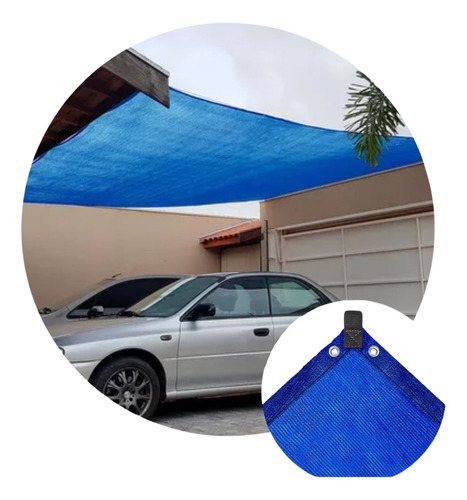 Tela Toldo Tenda Sombrite Garagem 90% Azul 4x6 Acabamento