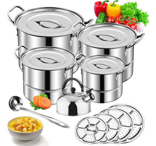 Olla De Acero Inox Con Hervidor De Agua,4 Tabletas Humeantes