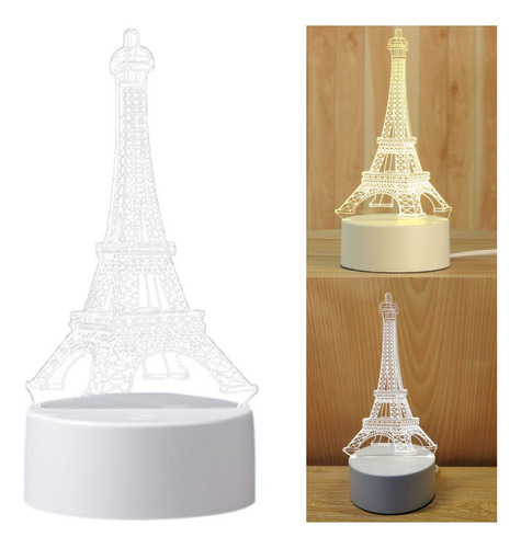 Lámpara 3d Torre Eiffel Acrílica Decoración