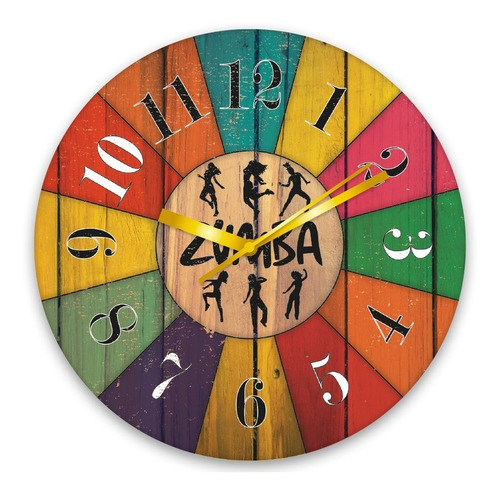 Reloj Estilo Vintage Zumba Danza Fitness Madera 30cm