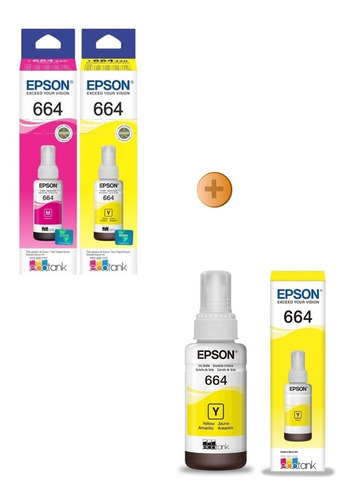 Kit 03 Tinta Original Epson T664 L375 L395 L121 L355 L396