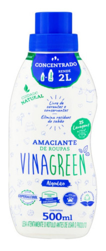 Kit 2 Amaciante Vegano Vinagreen Algodão Em Frasco 500 Ml