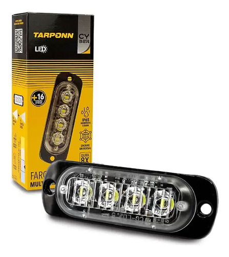 Strobo Multifunção Cyber 4 Led Tarponn Ip65 12v Branco 6000k