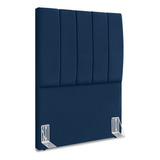 Cabeceira Cama Box Solteiro 100 Cm Dália Suede Azul Marinho