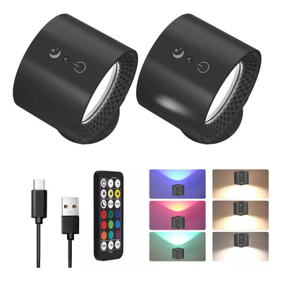Sondiko Aplique Inalámbrico Control Remoto Recargable 2pcs Color Negro | Envío gratis