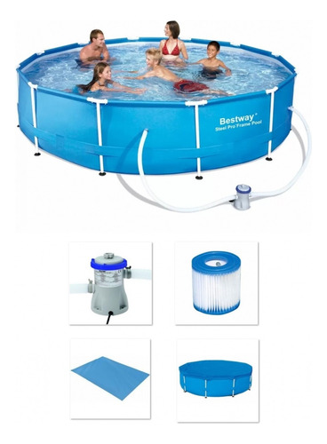 Piscina Bestway 6473 Litros Bomba Filtro 110v Capa Forro 