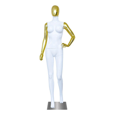 Maniqui Completo Exhibidor De Dama En Plastico Blanco/dorado