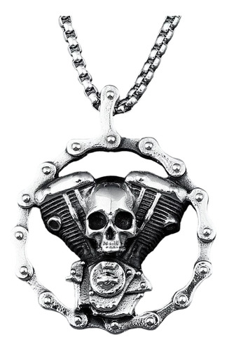 Collar Colgante Motor Motocicleta Craneo Hombre Calavera 