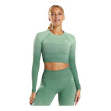 Gymshark Adapt Ombre Seamless Long Sleeve Crop Top - Green