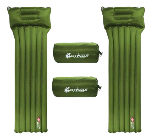 2 Colchoneta Inflable Plegable Outdoor Camping Trekking Color Verde
