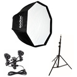 Godox Octabox 80cm Guarda Chuva + E27 Duplo + Tripé