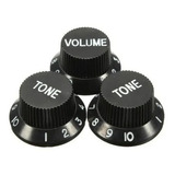 Kit 3 Knobs Pretos P/ Guitarra Strato - 2 Tone 1 Volume