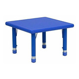 Muebles De Flash 24 '' Cuadrado De Plástico Azul Mesa Altura