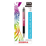 Bolígrafo Retráctil De Punto Fino F-301 A Zebra 1 Pieza. Color Del Exterior Rosa