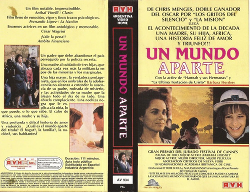 Un Mundo Aparte Vhs Barbara Hershey A World Apart 1988