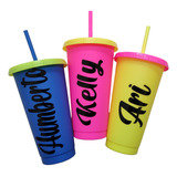 50 Vaso Reusable Personalizado 24 Oz, Fiesta Neón