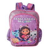 Mochila Escolar A Casa Da Gabby Tam G Costas Menina Infantil Cor Lilás Desenho Do Tecido Personagem