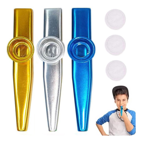 3 Pcs Kazoo Instrumento Musical Flauta Diafragma De Metal 