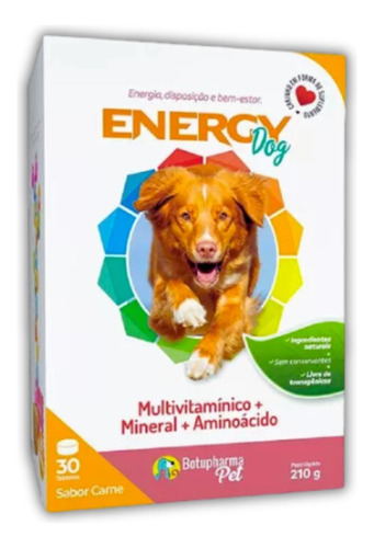 Energy Dog Multivitaminico Para Cães Energia Disposição 30un