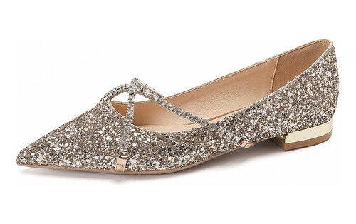 Zapatos Planos Con Lentejuelas Con Punta Strass For Mujer