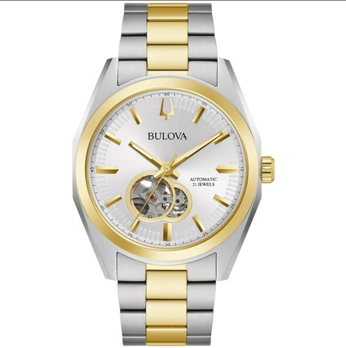 Reloj Bulova Surveyor 98a284 Original Hombre Time Square Color De La Correa Plateado/dorado Color Del Bisel Dorado Color Del Fondo Plateado