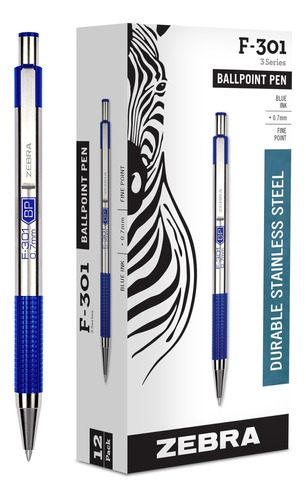 Lapiceras Zebra Set 12 Unidades De Bolígrafo, Color Azul