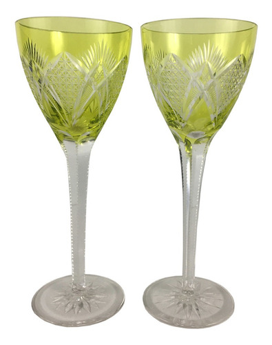 Par Taça Antiga Cristal Baccarat Uralina Verde