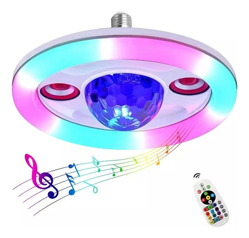 Lampara Bombillo Luz Led Rgb Doble Parlante Bluetooth Remoto