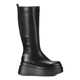 Botas Largas Negro Casual Ecocuero Plataforma Grueso Weide