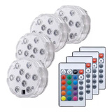 4 Pack Luces Led Piscina Sumergibles 13 Led Control Remoto