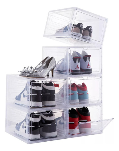 Caja Organizadora De Zapatos Transparente Con Tapa, 6 Piezas