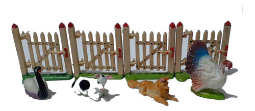 4 Cercas Granja Juguetes Antiguos Eg Toys + 4 Animales 