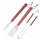 Set Parrillero Pack 3pzas Espátula Clip Tenedor Para Asado