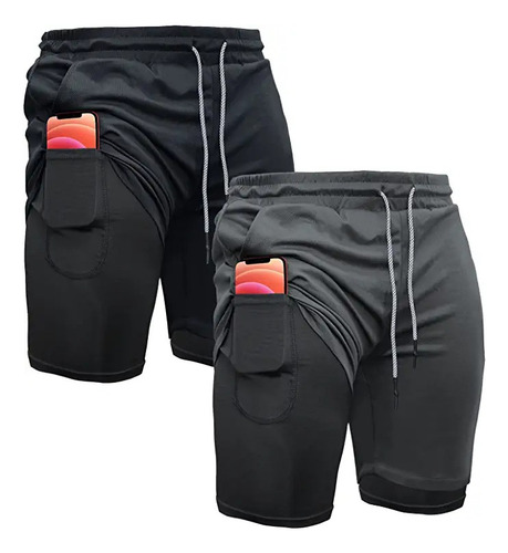 Gimnasio Short Con Licra Deportiva 2 En 1 Hombre Correr