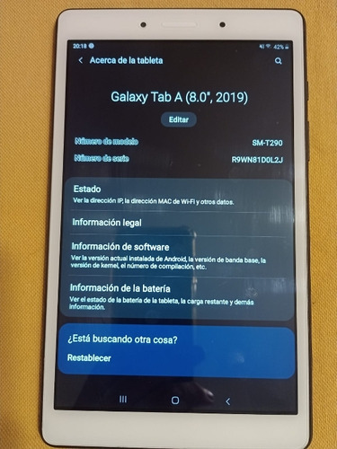 Tablet Samsung Galaxy 8  Tab A Mod. 2019 (32gb)