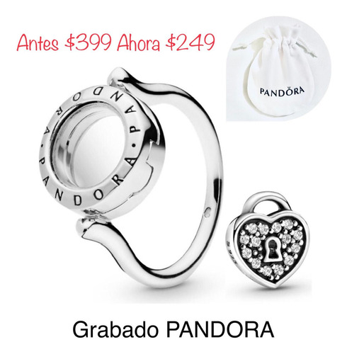 Anillo+charm Cp Medallon Pan Compatible Pandora,plata+bolsa