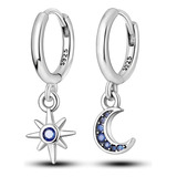 Aros Argolla Luna Y Sol Con Circones De Plata Ley 925 