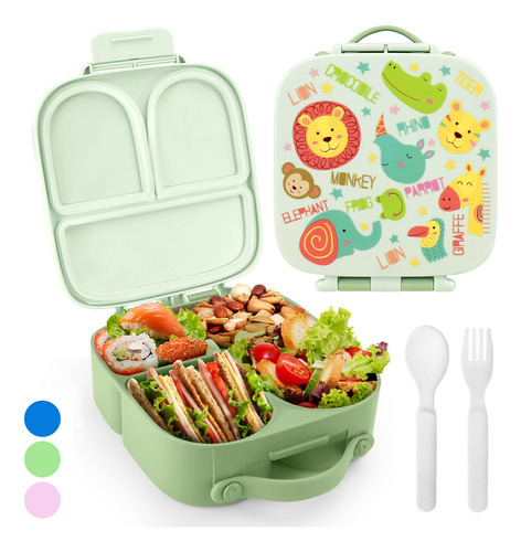 Set Lonchera Fiambrera Escolar Cubiertos Bento Box Niño Niña