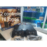Sony Playstation 3 Super Slim + 2 Controle + 18 Jogos 
