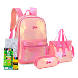 Kit Mochila Estojo Lancheira Barbie Filme Boneca Original Rb