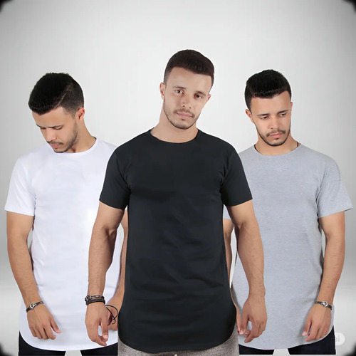 Kit 3 Camiseta Camisas Blusas Masculinas Oversized Long Line | MercadoLivre