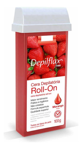 Cera Depilatória Roll-on Morango 100g - Depilflax