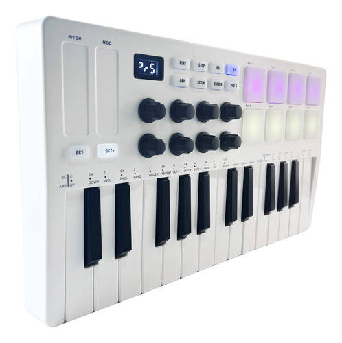 Controlador Midi. Botones Usb Rgb Retroiluminados, Tamaño Mi