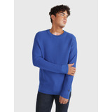 Suéter Azul Punto Nido De Abeja Tommy Hilfiger De Hombre
