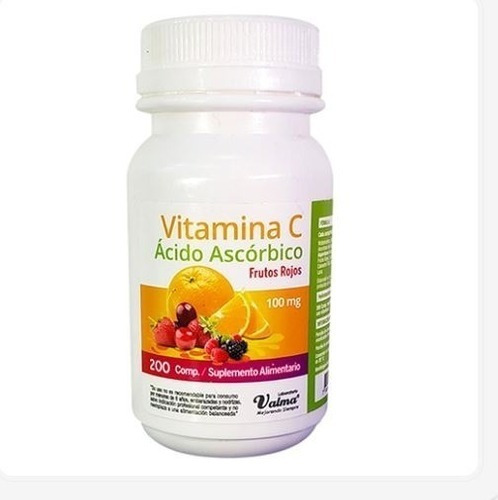 Vitamina C Niños 100mg 200 Comprimidos Sabor Frutos Rojos 