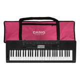 Kit Teclado Casio Ctk3500 Musical 5/8 Preto Com Capa Rosa